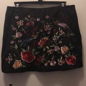 Black Embroidered Forever 21 Skirt